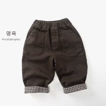 將圖片載入圖庫檢視器 25220PA-冬季韓版拼色刷絨休閒長褲
