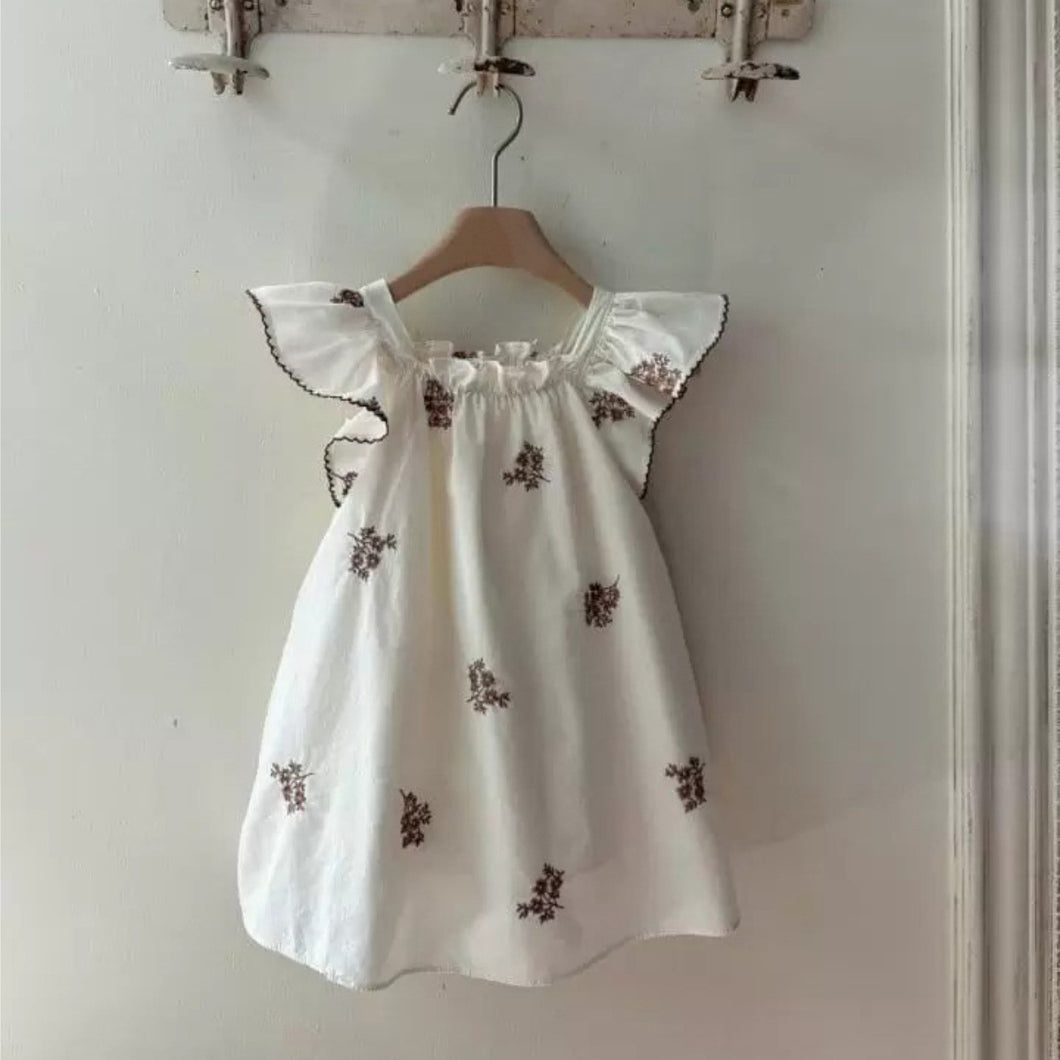 Y6513DS-Summer cotton embroidered flying sleeve dress 