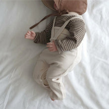 將圖片載入圖庫檢視器 Y9614LS-春季嬰兒細坑條背帶高腰護肚連身褲
