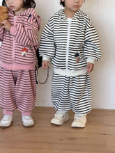 將圖片載入圖庫檢視器 CZ260891TG-條紋連帽運動休閒兩件套
