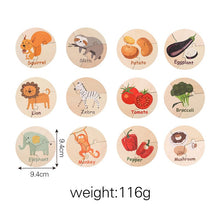 Load image into Gallery viewer, PMZ1199AC-Children&#39;s educational wooden vegetable animal round puzzle toy
