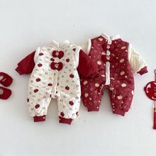 將圖片載入圖庫檢視器 ZDL5682LS-冬季嬰幼兒喜慶中國風拼色加絨連體衣
