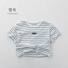 Load image into Gallery viewer, 26136SE-夏季｜純棉寬鬆圓領｜兒童條紋短袖T恤
