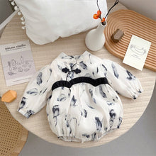 Load image into Gallery viewer, 2401407LS-Spring and Autumn Chinese Style Chiffon Ink Printing Bodysuit
