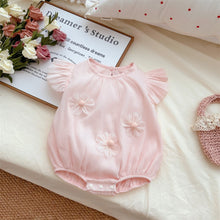 Load image into Gallery viewer, M2402491LS-Summer sweet thin version small flying sleeve chiffon flower bodysuit 
