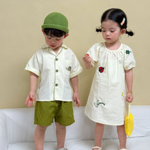 將圖片載入圖庫檢視器 XZ260959TG-夏季｜純棉短袖｜襯衫連衣裙套裝
