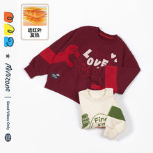 Load image into Gallery viewer, YM3511SE-Autumn and winter LOVE round neck plus velvet embroidered loose long-sleeved top 
