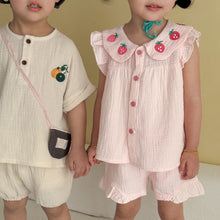 將圖片載入圖庫檢視器 XZ260947TG-夏季｜純棉紗布｜短袖短褲套裝
