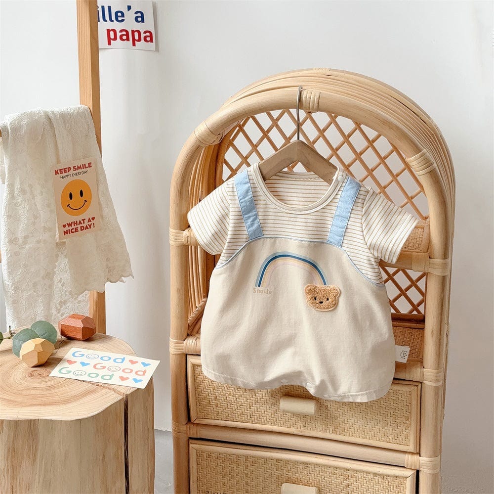 2402640LS-Summer Korean version of rainbow bear fake two-piece short climbing clothes