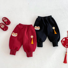 將圖片載入圖庫檢視器 ZDK5665PA-冬季刺繡流蘇中國風加絨加厚長褲
