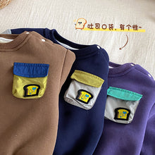 Load image into Gallery viewer, ZDY5305SE-冬季撞色口袋加絨長袖上衣
