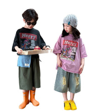 Load image into Gallery viewer, 2025X138PA-Summer Korean style ripped denim shorts for boys and girls
