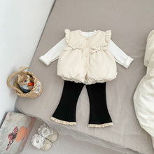 將圖片載入圖庫檢視器 H10669SE-冬季加絨蝴蝶結馬甲&amp;刷絨上衣&amp;喇叭長褲
