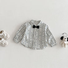 Load image into Gallery viewer, ZCY6094LS-春季條紋領結襯衫&amp;背帶褲
