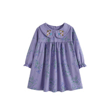 將圖片載入圖庫檢視器 10649DS-秋冬翻領花花洋裝
