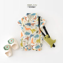 Load image into Gallery viewer, 92778LS-Summer short-sleeved dinosaur crawling suit + doll [wishing style]
