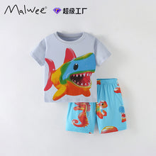 將圖片載入圖庫檢視器 10170TG-夏季男童圓領短袖家居套裝
