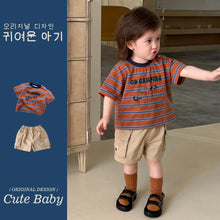 將圖片載入圖庫檢視器 M627050TG-夏季｜條紋工裝｜短褲套裝
