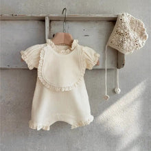 Load image into Gallery viewer, Y9549LS-Summer Lace Waffle Flower Bud Sleeve Jumpsuit + Bib Pocket Set 
