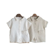 Load image into Gallery viewer, Y9563LS-Summer pure cotton breathable soft waxy wrinkled cotton crawling clothes 
