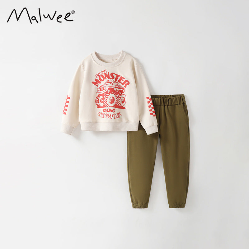 105120TG-秋冬圓領車車上衣+長褲套