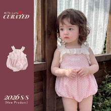 將圖片載入圖庫檢視器 629262LS-夏季｜甜美花邊無袖｜女童吊帶連身哈衣
