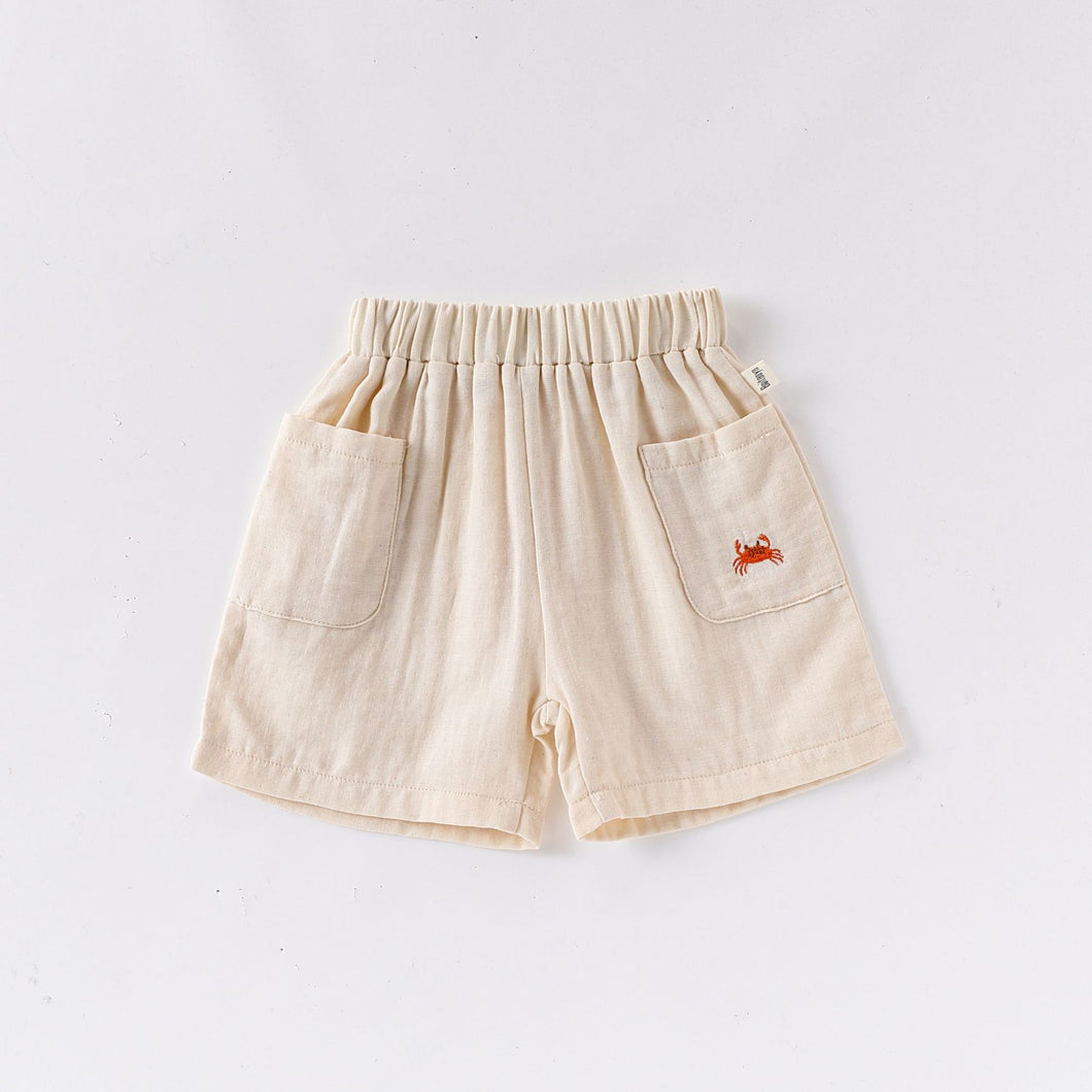 D25111PA-夏季兒童純棉刺繡休閒短褲