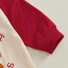 將圖片載入圖庫檢視器 JQ-1957LS-秋冬歐美嬰幼兒毛巾繡花拼袖連體長袖爬服
