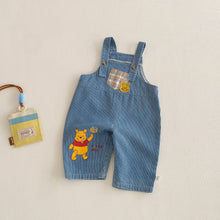 Load image into Gallery viewer, ZCK6171LS-春季維尼刺繡背帶長褲&amp;韓版拼袖上衣
