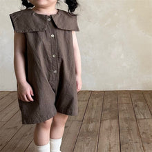 Load image into Gallery viewer, 25D832LS-Summer Korean version of small and medium-sized children&#39;s large lapel sleeveless loose casual jumpsuit 
