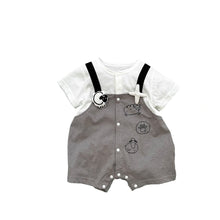 將圖片載入圖庫檢視器 622064LS-夏季｜假兩件背帶｜男童海豹連身短袖哈衣
