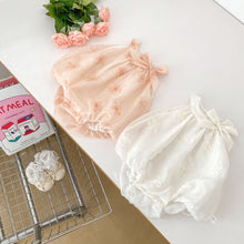 將圖片載入圖庫檢視器 H10553LS-夏日法式花朵刺繡蝴蝶結包屁衣
