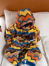 將圖片載入圖庫檢視器 2025D198TG-冬季韓版彩條連帽拉鍊可愛居家兩件套
