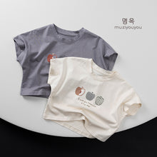 將圖片載入圖庫檢視器 25075SE-夏季韓版兒童短袖休閒蘋果印花T
