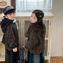 Load image into Gallery viewer, 25D46SE-冬季加絨條紋衛衣｜連帽保暖上衣
