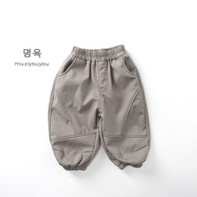 將圖片載入圖庫檢視器 25223PA-冬季韓版森林系造型車線休閒加厚刷絨長褲
