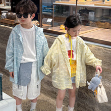Load image into Gallery viewer, 2025X122SE-Summer Korean plaid hooded sun protection clothes for boys and girls 
