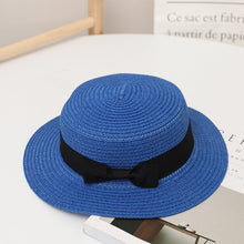Load image into Gallery viewer, YX576AC-Summer bow flat top sun protection hat parent-child leisure straw hat 
