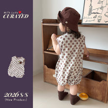 Load image into Gallery viewer, 622002LS-夏季｜滿印格子｜嬰兒短袖連身爬服
