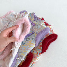 將圖片載入圖庫檢視器 ZDQ5628LS-冬季復古中國風流蘇夾棉背心裙（含配飾) &amp; 針織衣
