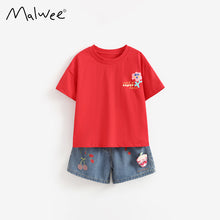 將圖片載入圖庫檢視器 111012TG-夏季女童圓領T恤牛仔套裝
