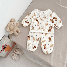 將圖片載入圖庫檢視器 H10631TG-冬季花邊加絨家居二件套裝
