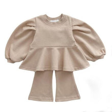 Load image into Gallery viewer, Y8404TG- Lantern Sleeve Girls Temperament Top + V Flared Pants Set 
