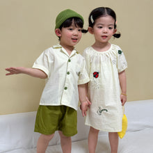 將圖片載入圖庫檢視器 XZ260959TG-夏季｜純棉短袖｜襯衫連衣裙套裝
