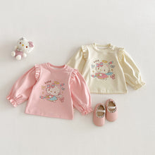 將圖片載入圖庫檢視器 ZCY6057SE-春季貓咪印花上衣｜女童卡通打底T恤
