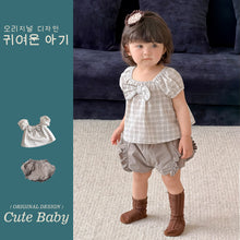 將圖片載入圖庫檢視器 M623088TG-夏季｜蝴蝶結短袖｜短褲套裝
