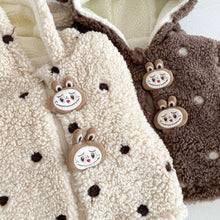 Load image into Gallery viewer, ZDW5306TG-冬季加絨波點麥穗絨連帽外套&amp;褲子
