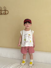 將圖片載入圖庫檢視器 XZ260944TG-夏季｜純棉條紋｜背心短褲套裝
