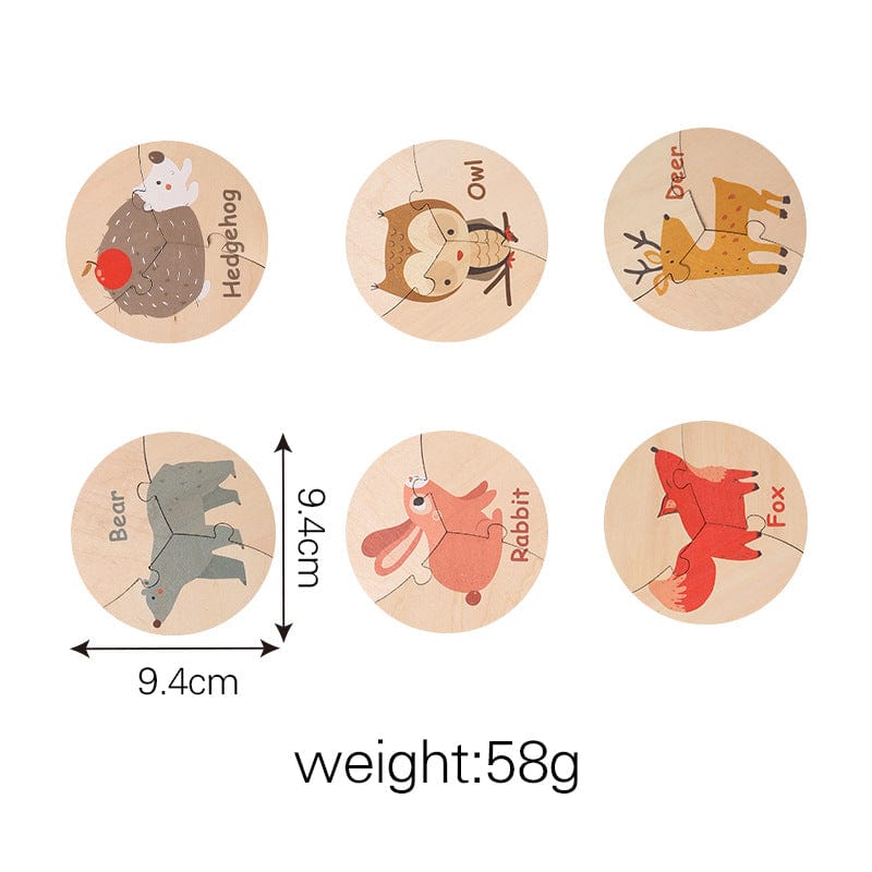 PMZ1199AC-Children's educational wooden vegetable animal round puzzle toy