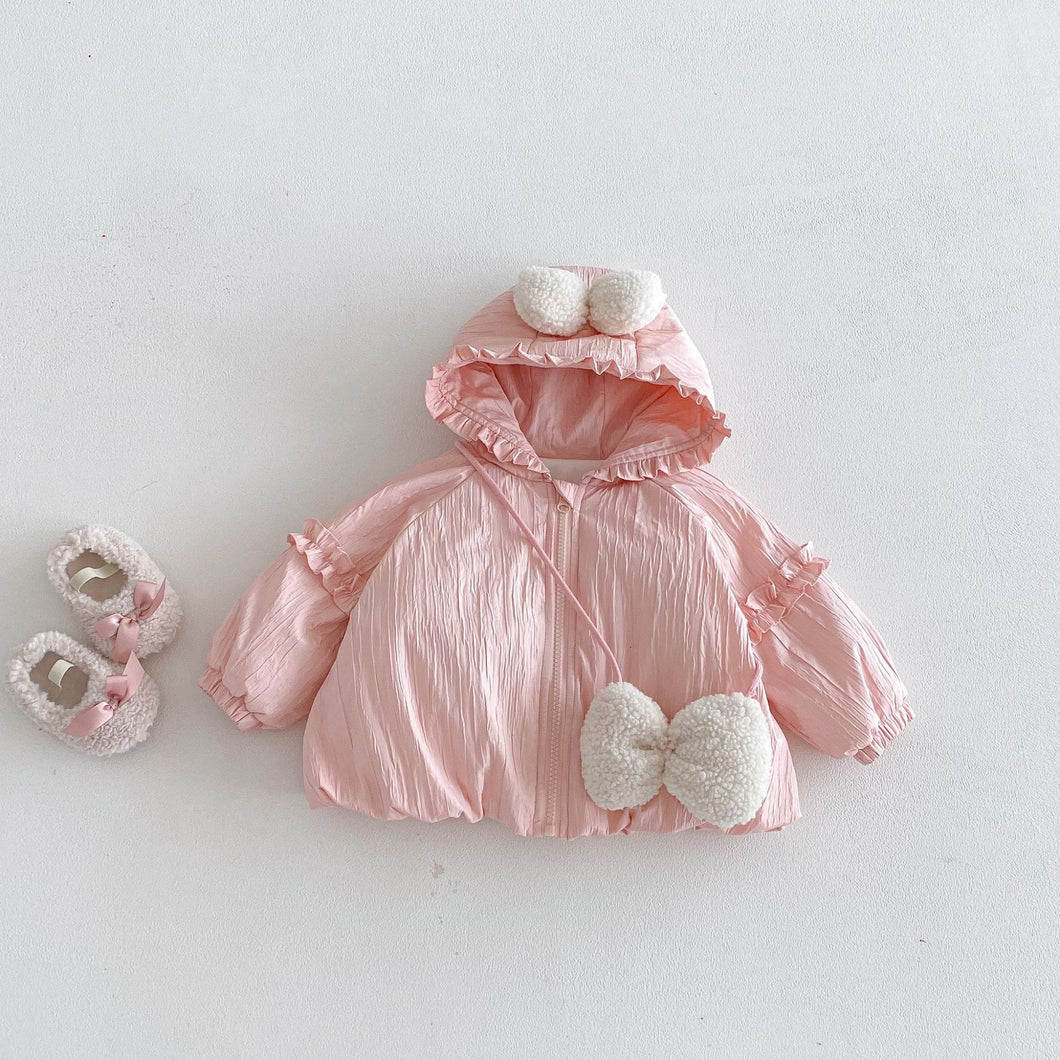 ZDW5267SE-冬季加厚花邊連帽棉服外套